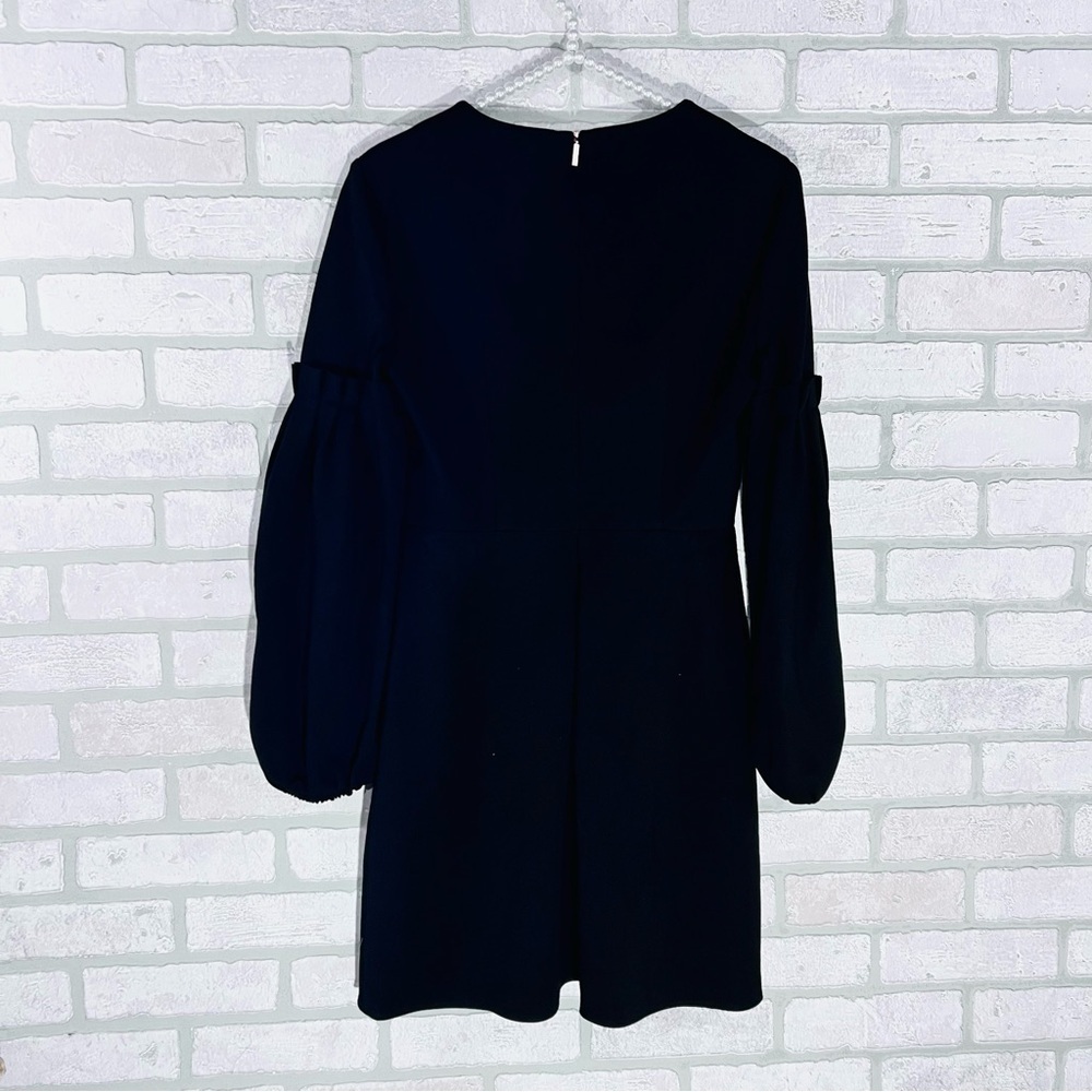 Tibi Bishop Long Sleeve Fit and Flare Dress in Black Size 0 - Picture 4 of 10